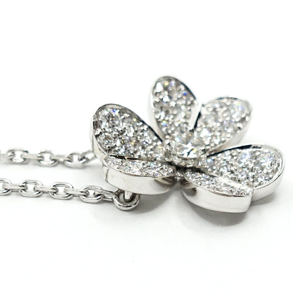 Van Cleef & Arpels 18k White Gold Frivole Diamond Small Necklace Pave — view 7