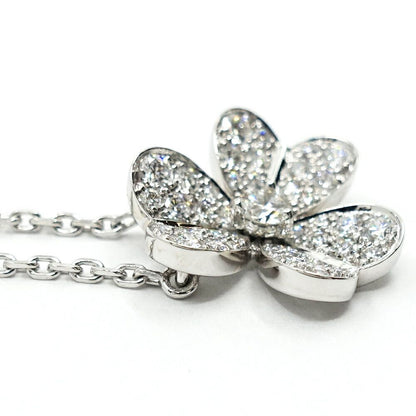 Van Cleef & Arpels 18k White Gold Frivole Diamond Small Necklace Pave — view 7