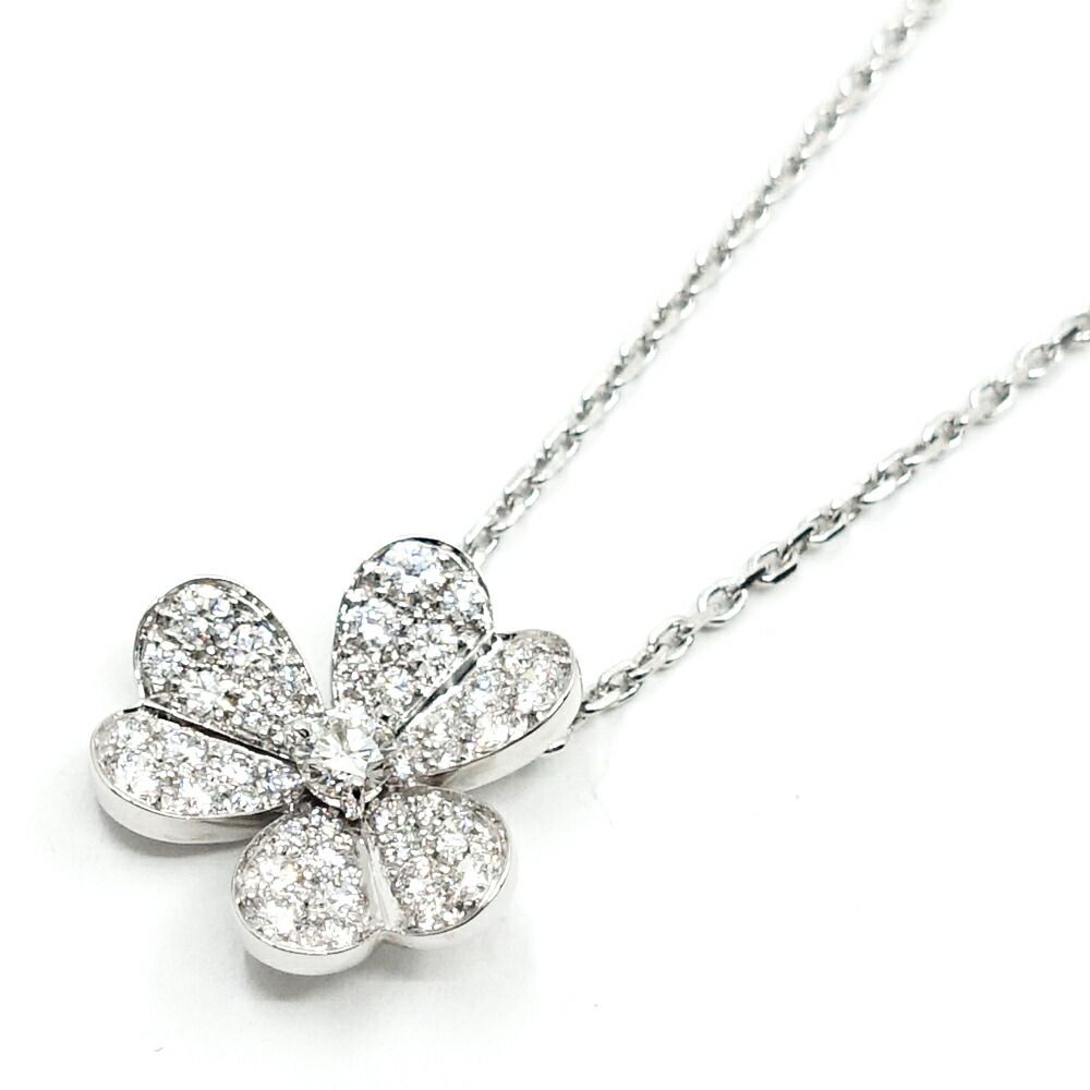 Van Cleef & Arpels 18k White Gold Frivole Diamond Small Necklace Pave — view 4