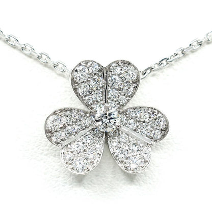Van Cleef & Arpels 18k White Gold Frivole Diamond Small Necklace Pave