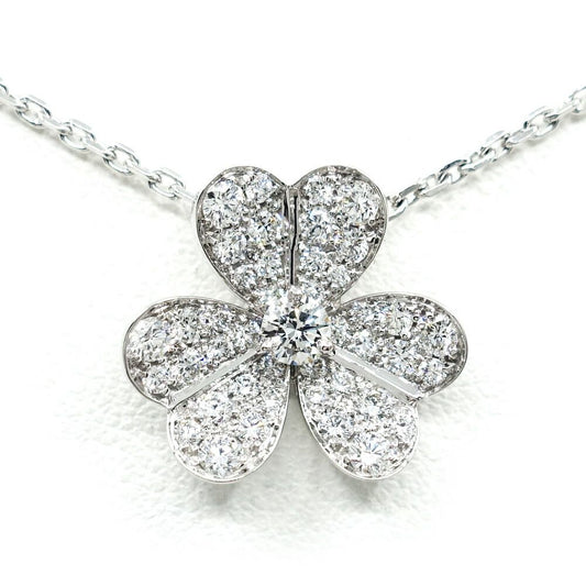 Van Cleef & Arpels 18k White Gold Frivole Diamond Small Necklace Pave