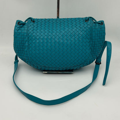 Bottega Veneta Crossbody Shoulder Bag Intrecciato Leather Blue