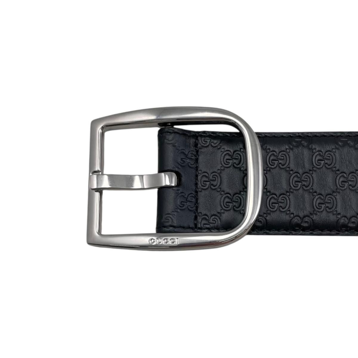Gucci Belt Micro Guccissima Leather Logo Black Silver — view 3