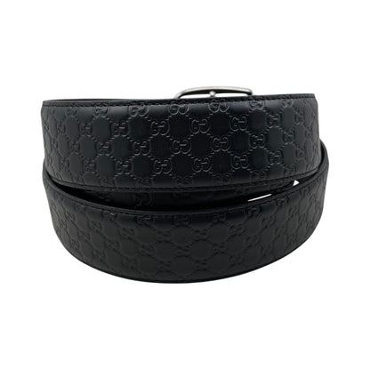 Gucci Belt Micro Guccissima Leather Logo Black Silver — view 2