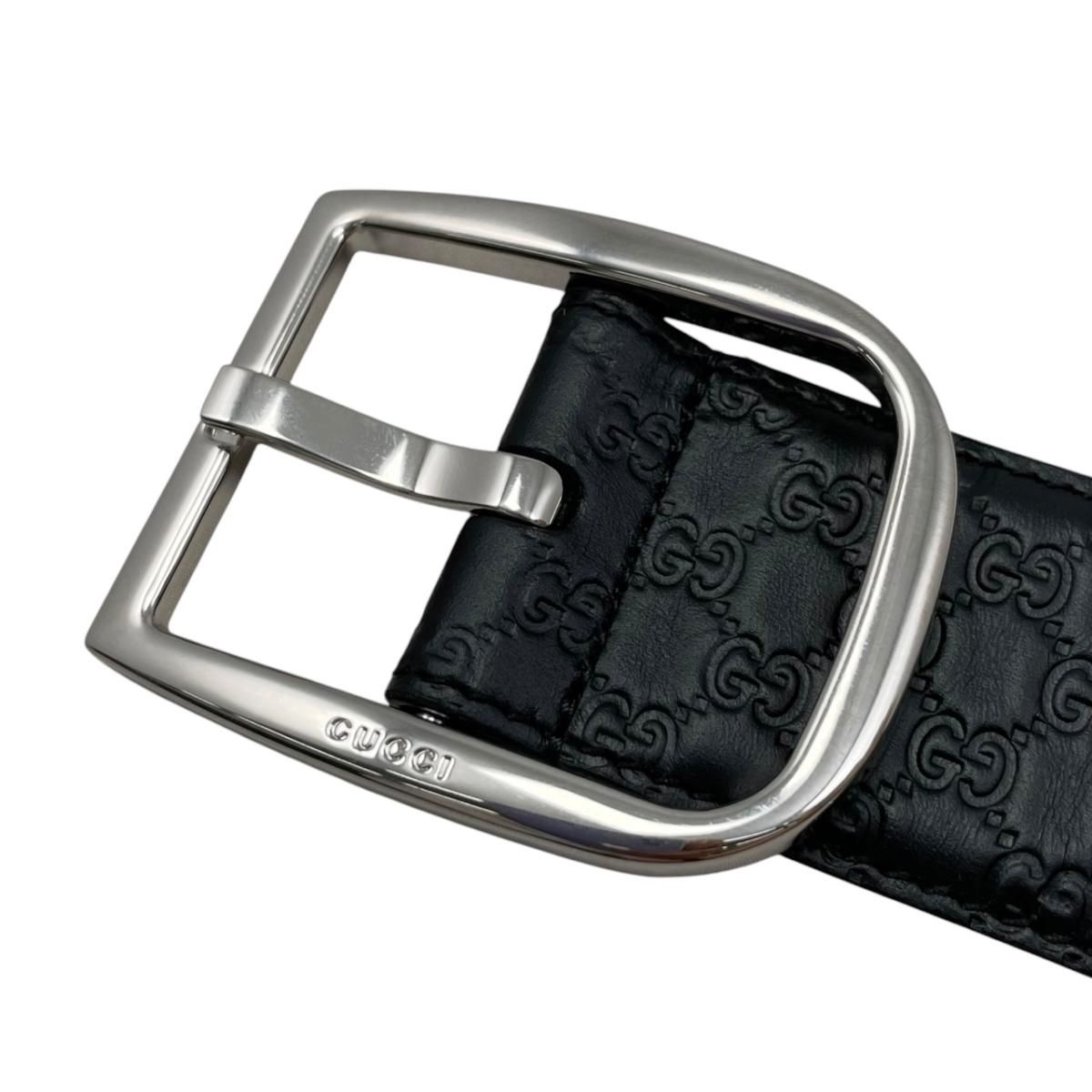 Gucci Belt Micro Guccissima Leather Logo Black Silver — view 5