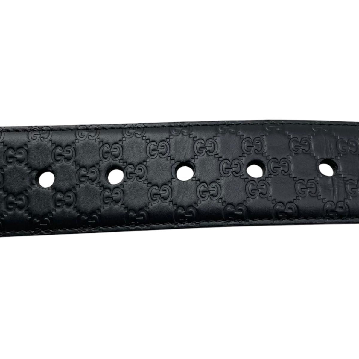 Gucci Belt Micro Guccissima Leather Logo Black Silver — view 6