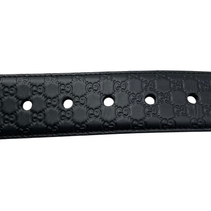 Gucci Belt Micro Guccissima Leather Logo Black Silver — view 6