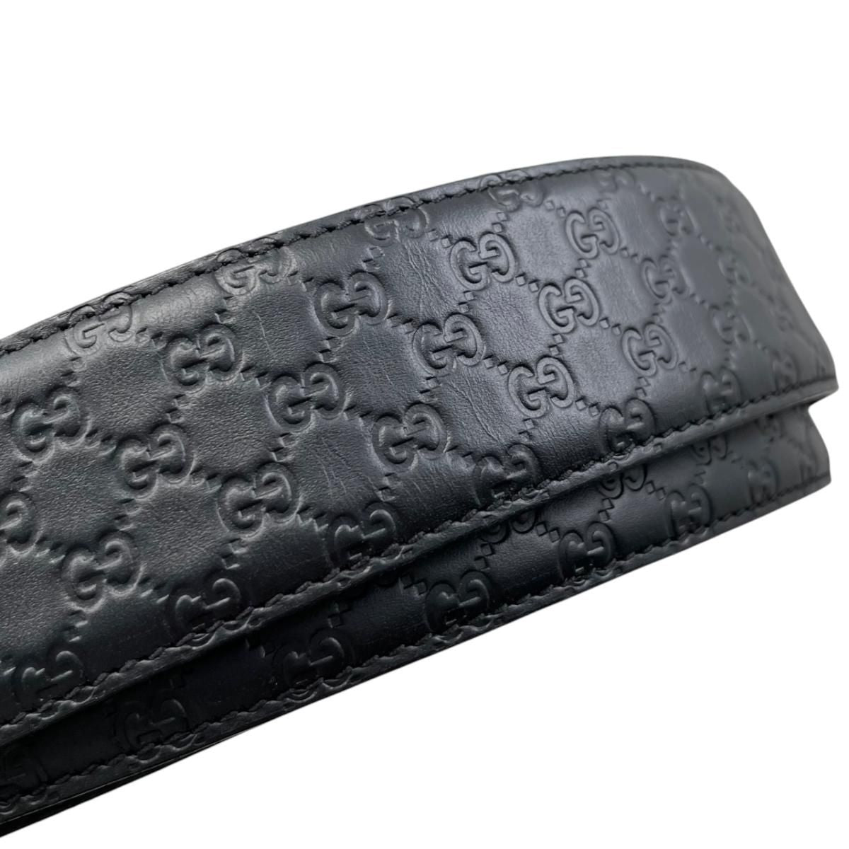 Gucci Belt Micro Guccissima Leather Logo Black Silver — view 8