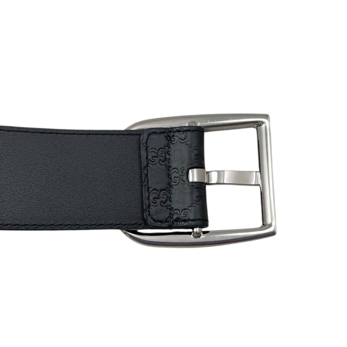 Gucci Belt Micro Guccissima Leather Logo Black Silver — view 4