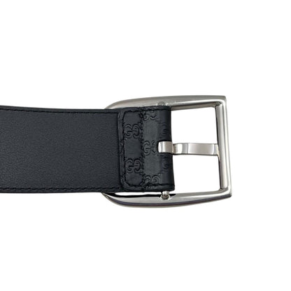 Gucci Belt Micro Guccissima Leather Logo Black Silver — view 4