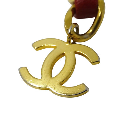 Chanel Belt Chain Leather Red Gold CC Logo — view 6