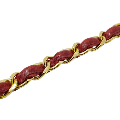 Chanel Belt Chain Leather Red Gold CC Logo — view 9