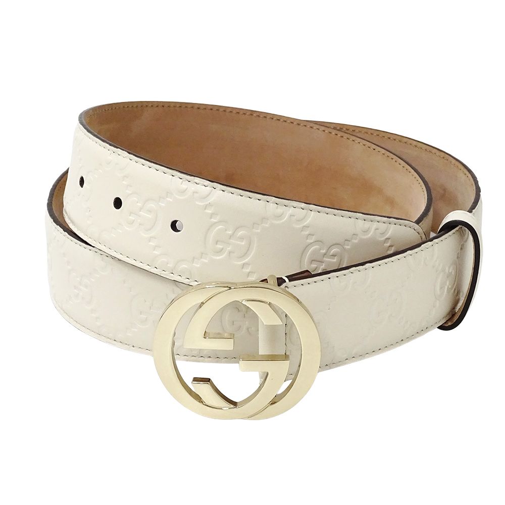 Gucci Belt Interlocking Guccissima Leather White