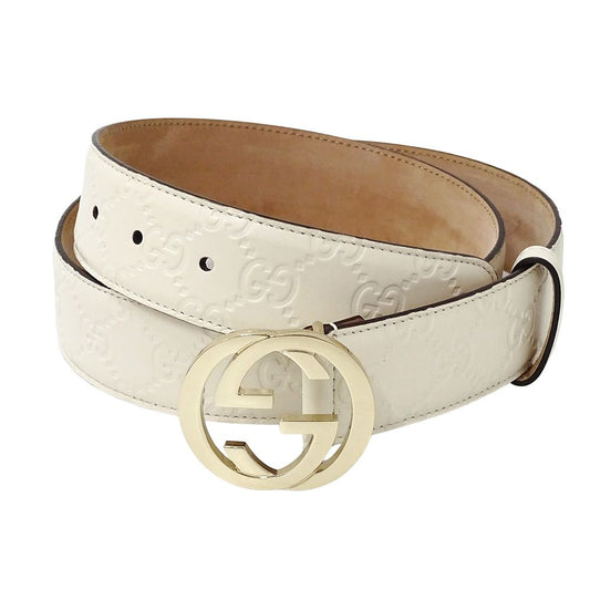 Gucci Belt Interlocking Guccissima Leather White