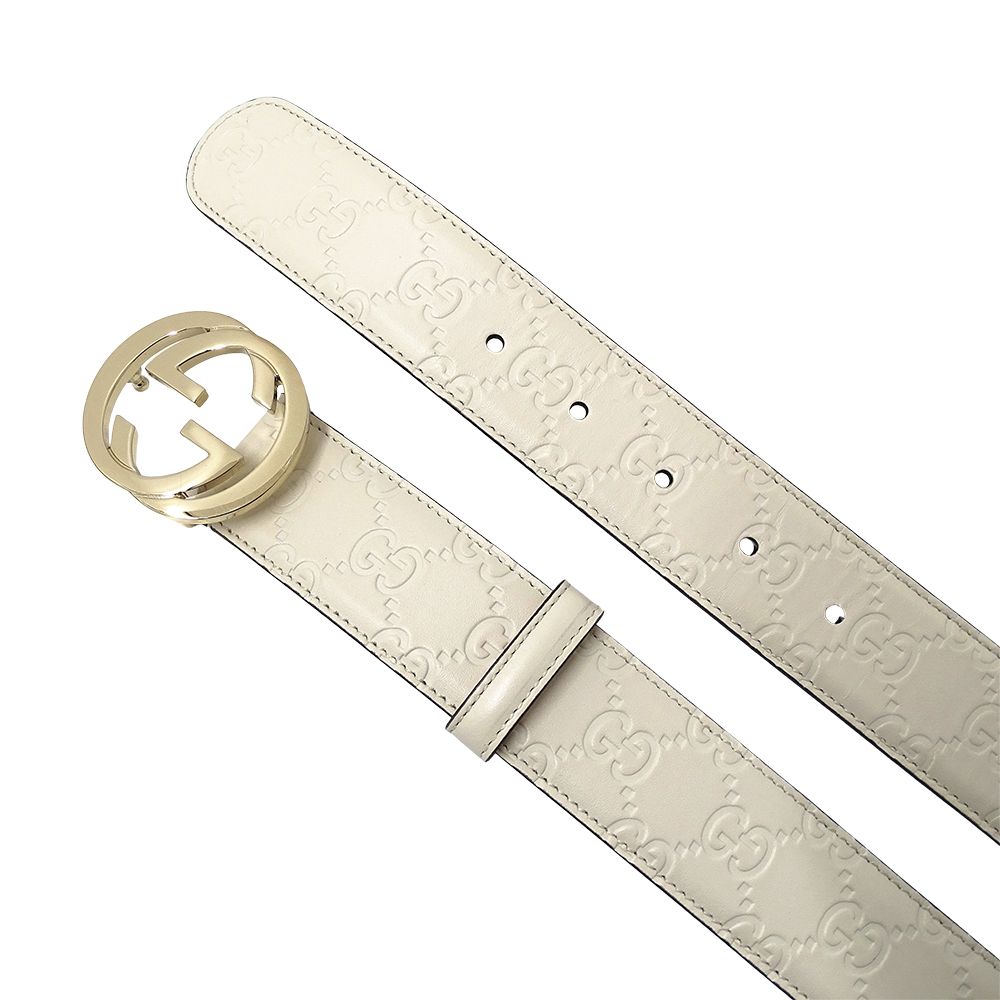 Gucci Belt Interlocking Guccissima Leather White — view 4