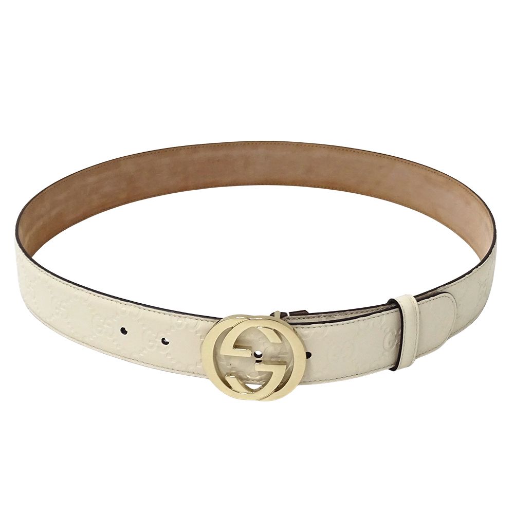 Gucci Belt Interlocking Guccissima Leather White — view 2