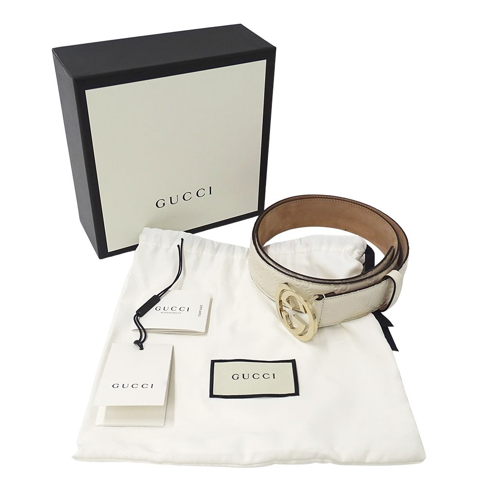 Gucci Belt Interlocking Guccissima Leather White — view 6