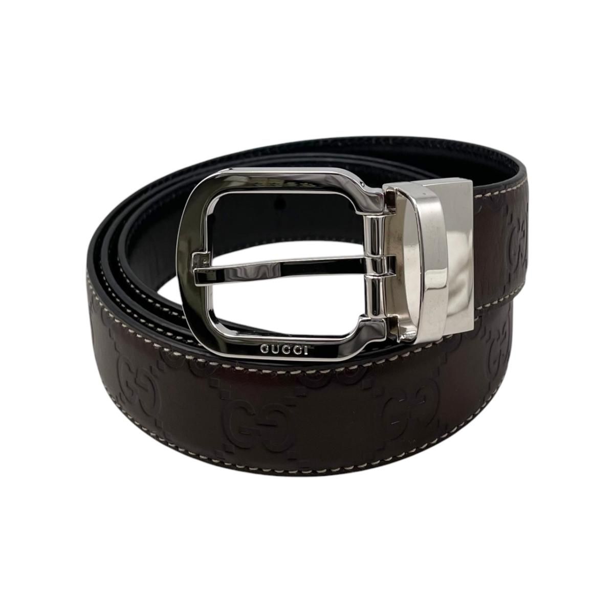 Gucci Belt Shi Marais the Logo Brown Silver