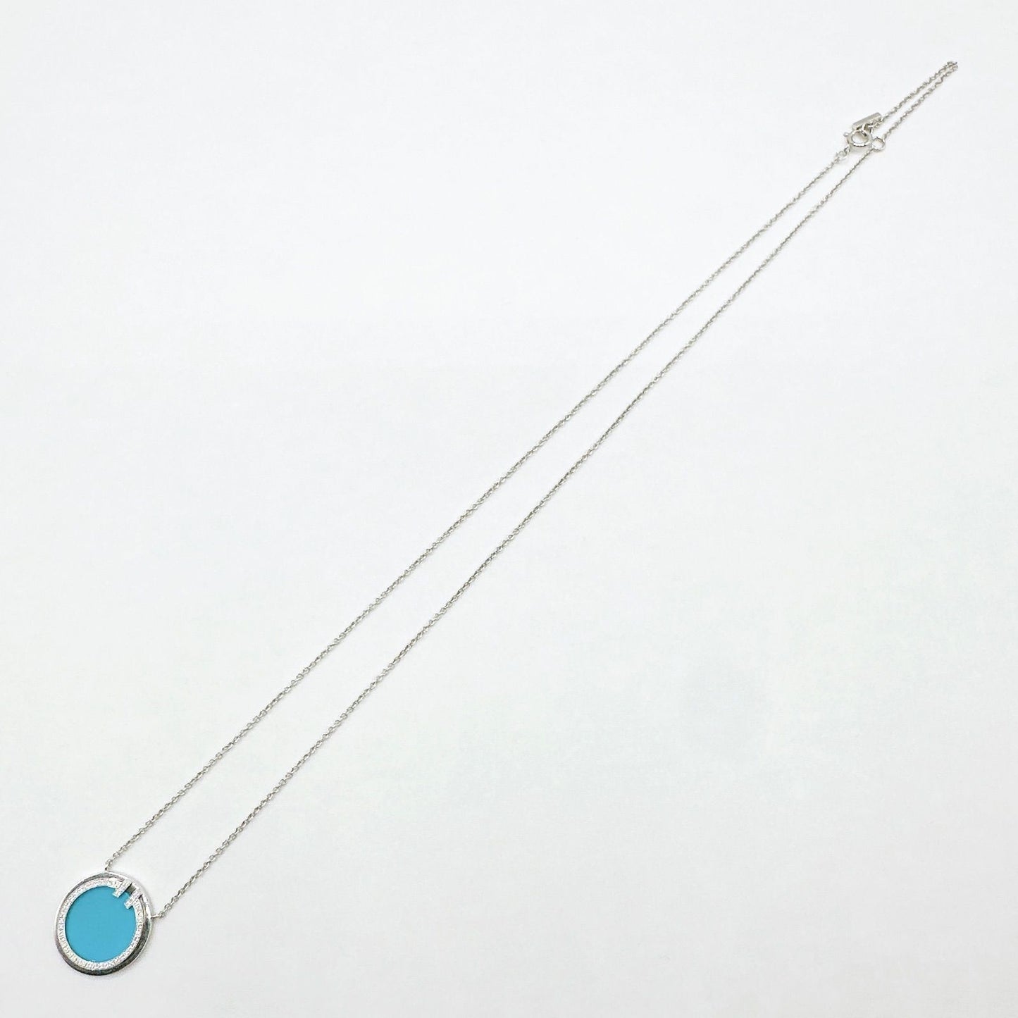 Tiffany & Co T-diamond Turquoise White Gold Necklace 45 cm — view 7