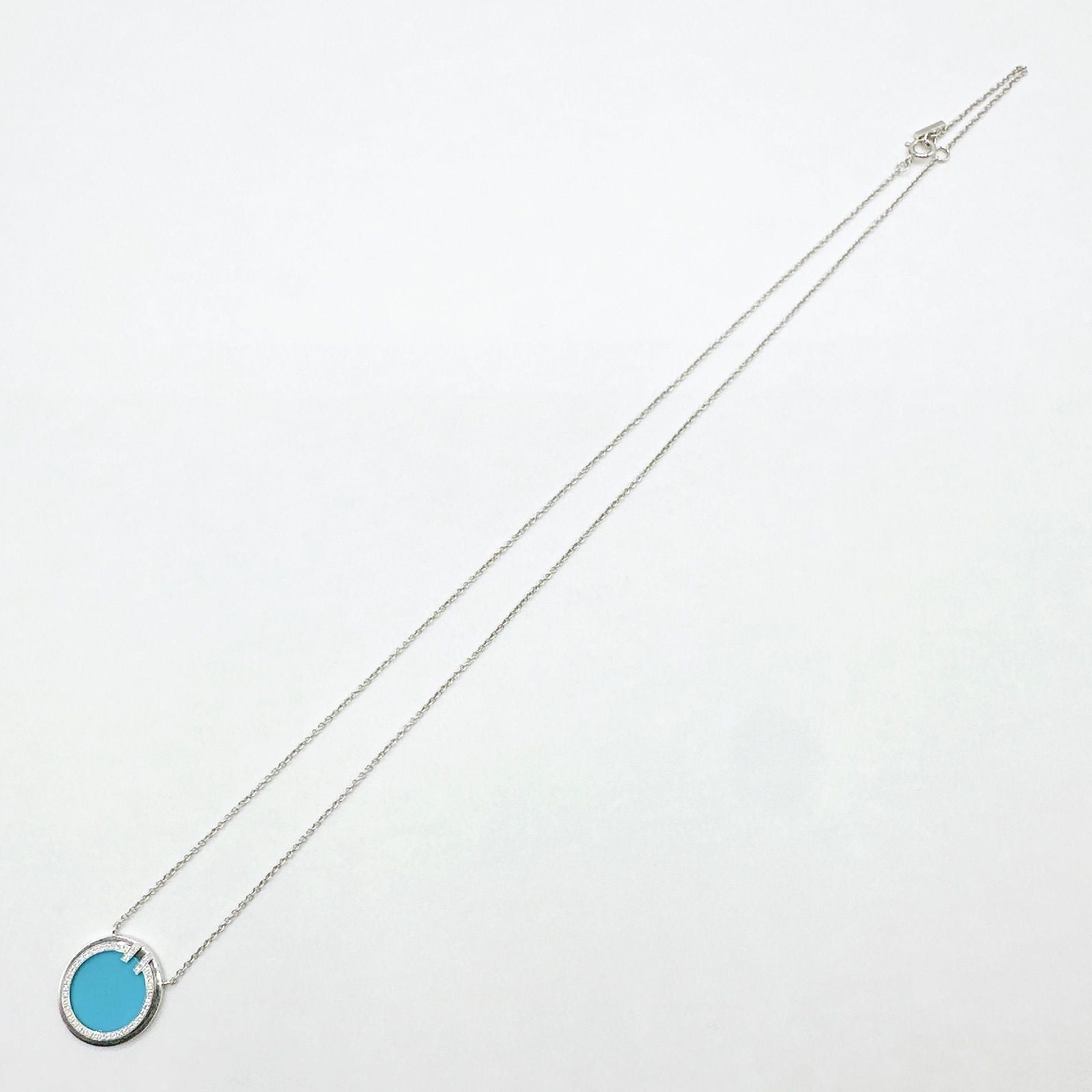 Tiffany & Co T-diamond Turquoise White Gold Necklace 45 cm — view 7