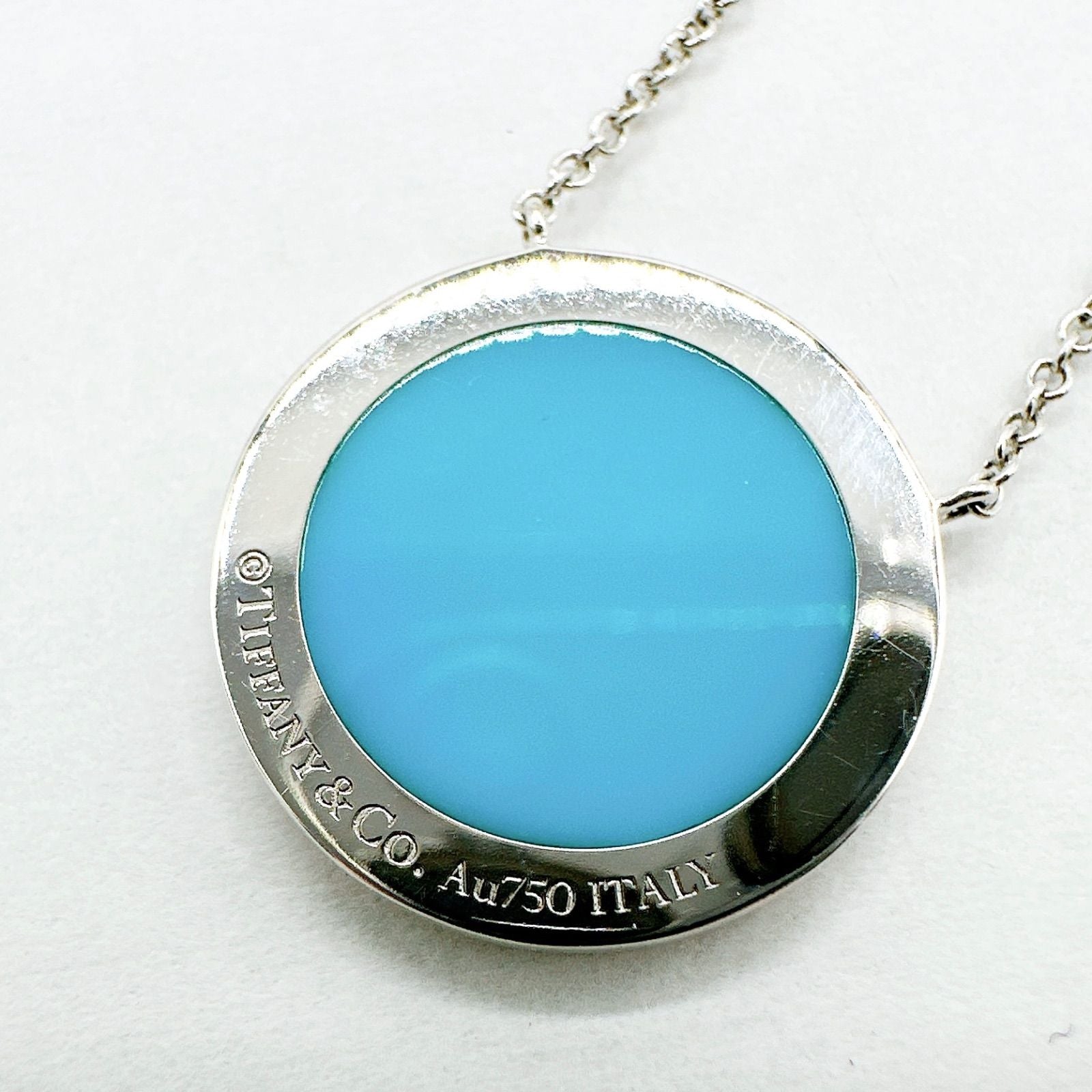 Tiffany & Co T-diamond Turquoise White Gold Necklace 45 cm — view 3