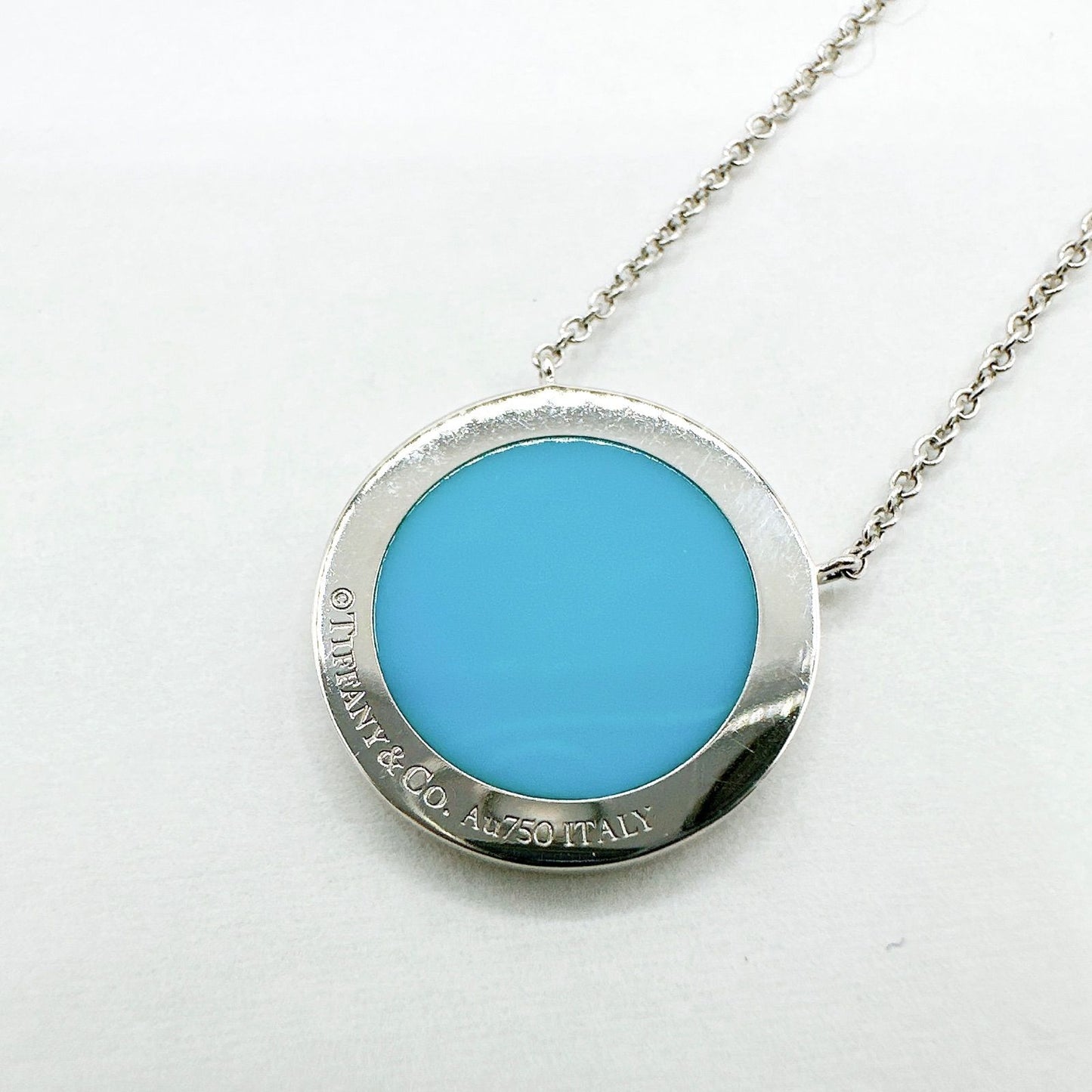 Tiffany & Co T-diamond Turquoise White Gold Necklace 45 cm — view 2