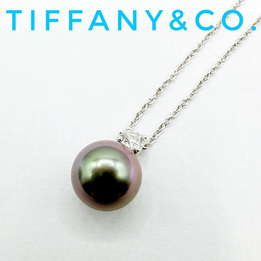 Tiffany & Co Pearl Diamond White Gold Necklace 41 cm
