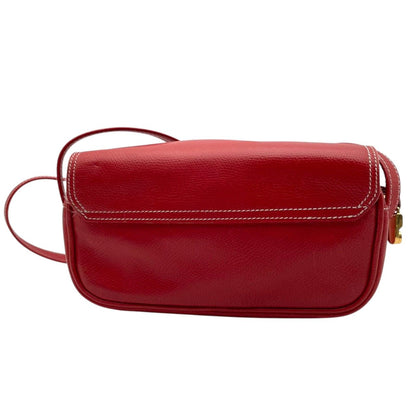 Loewe Anagram Shoulder Bag Pochette Crossbody Leather Red Gold Vintage Retro — view 3