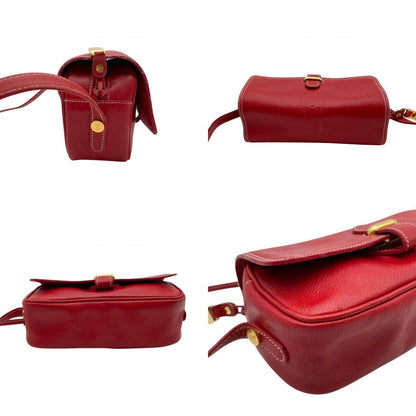 Loewe Anagram Shoulder Bag Pochette Crossbody Leather Red Gold Vintage Retro — view 7