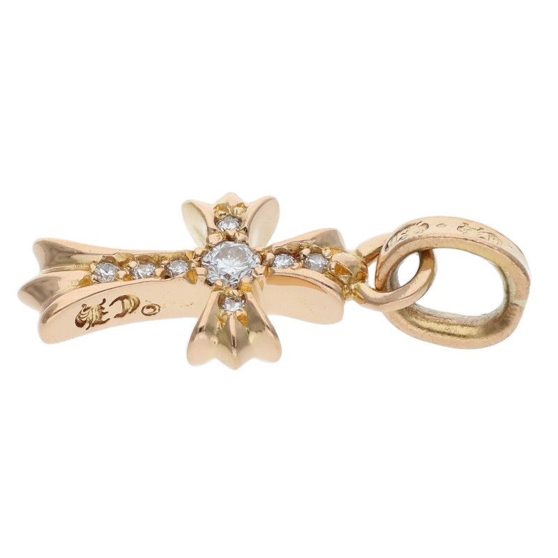 Chrome Hearts 22k Crs Baby Fat P Dmnd Fat Pave Diamond Charm Gold Necklace — view 3