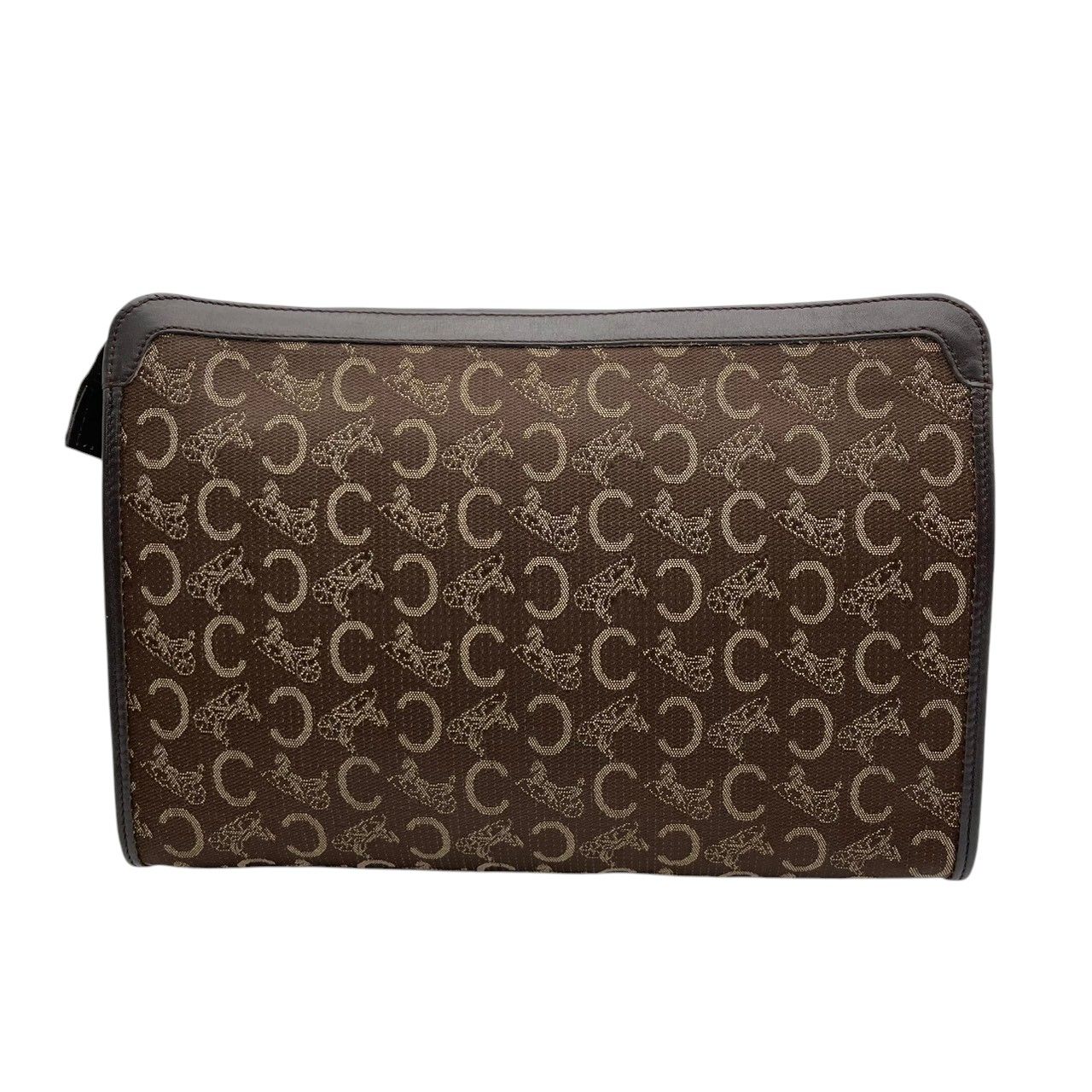 Celine Clutch Pouch C Macadam Carriage Pattern Canvas Leather Brown Gold — view 3