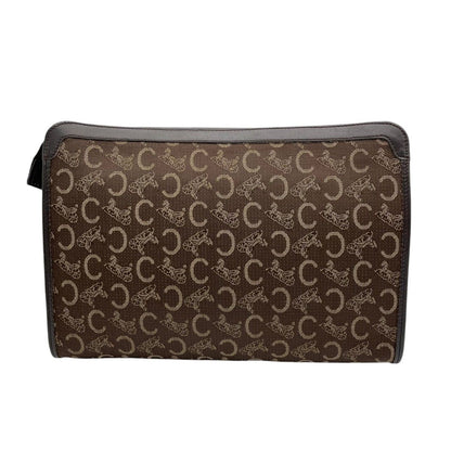 Celine Clutch Pouch C Macadam Carriage Pattern Canvas Leather Brown Gold — view 3