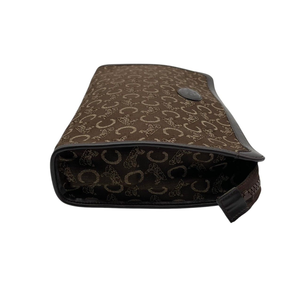Celine Clutch Pouch C Macadam Carriage Pattern Canvas Leather Brown Gold — view 5