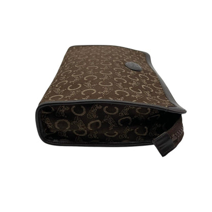 Celine Clutch Pouch C Macadam Carriage Pattern Canvas Leather Brown Gold — view 5