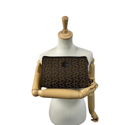 Celine Clutch Pouch C Macadam Carriage Pattern Canvas Leather Brown Gold — view 4