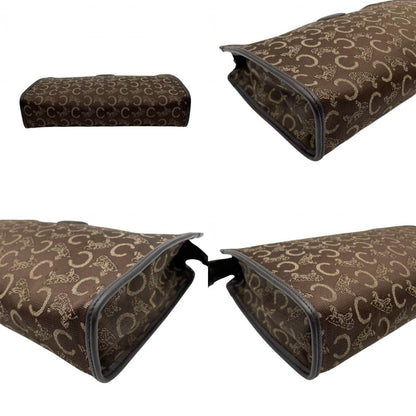 Celine Clutch Pouch C Macadam Carriage Pattern Canvas Leather Brown Gold — view 8