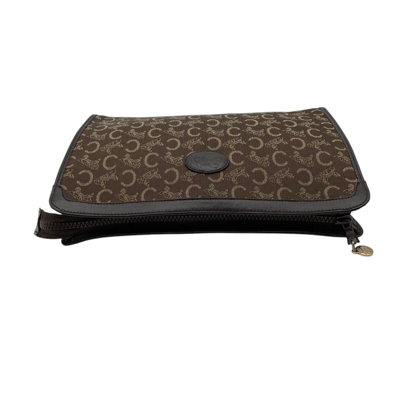 Celine Clutch Pouch C Macadam Carriage Pattern Canvas Leather Brown Gold — view 7