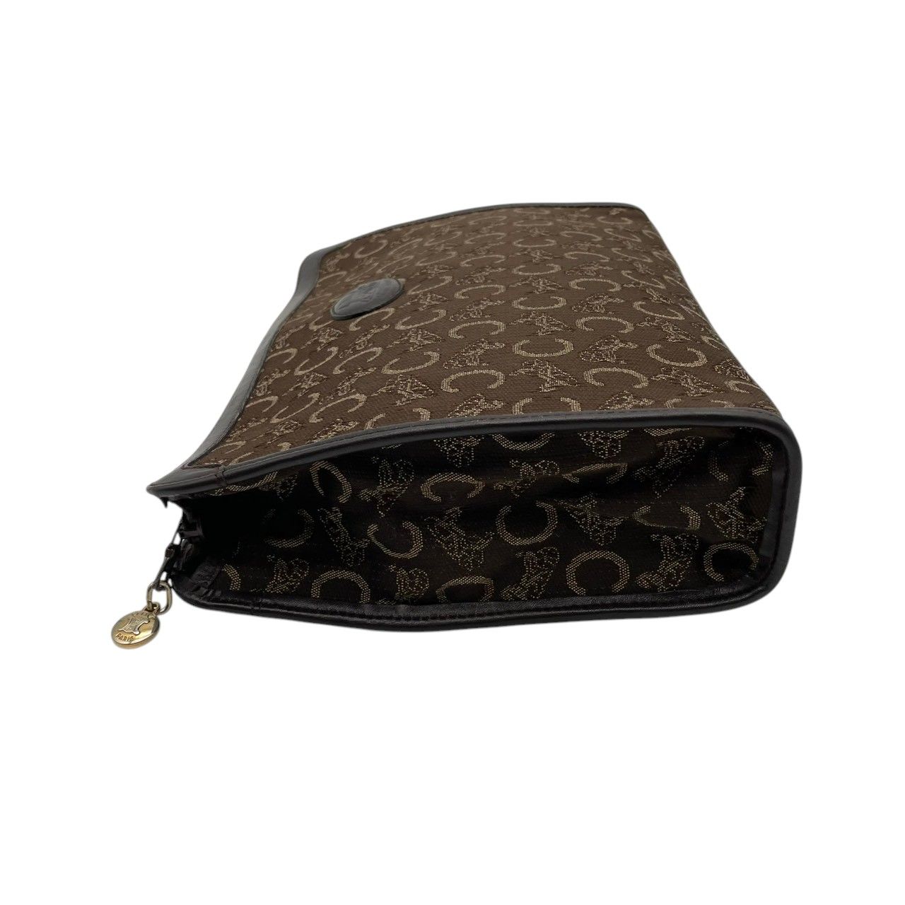 Celine Clutch Pouch C Macadam Carriage Pattern Canvas Leather Brown Gold — view 6
