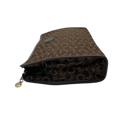 Celine Clutch Pouch C Macadam Carriage Pattern Canvas Leather Brown Gold — view 6