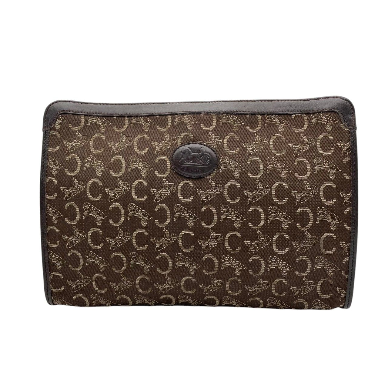Celine Clutch Pouch C Macadam Carriage Pattern Canvas Leather Brown Gold — view 2
