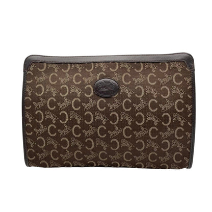 Celine Clutch Pouch C Macadam Carriage Pattern Canvas Leather Brown Gold — view 2