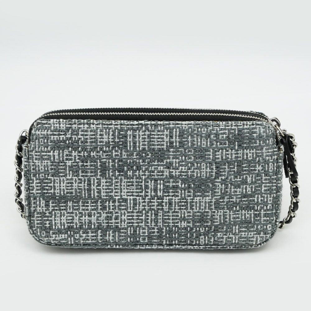 Chanel Deauville Chain Wallet Gray Silver Tweed Shoulder — view 7