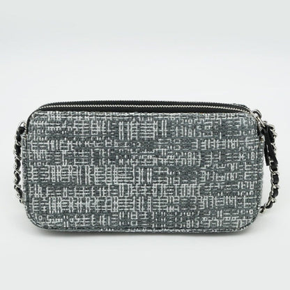 Chanel Deauville Chain Wallet Gray Silver Tweed Shoulder — view 7