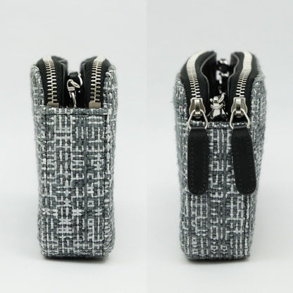 Chanel Deauville Chain Wallet Gray Silver Tweed Shoulder — view 2