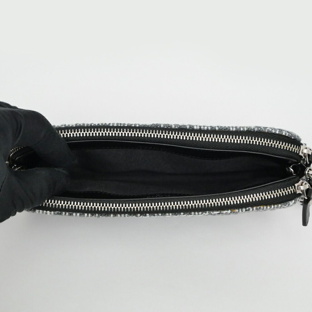 Chanel Deauville Chain Wallet Gray Silver Tweed Shoulder — view 5