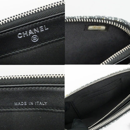 Chanel Deauville Chain Wallet Gray Silver Tweed Shoulder — view 6