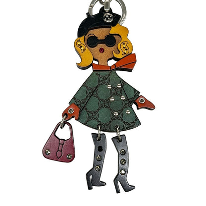 Gucci Key Holder Mademoiselle Dark Green Black Multi GG Pattern Rhinestone — view 4