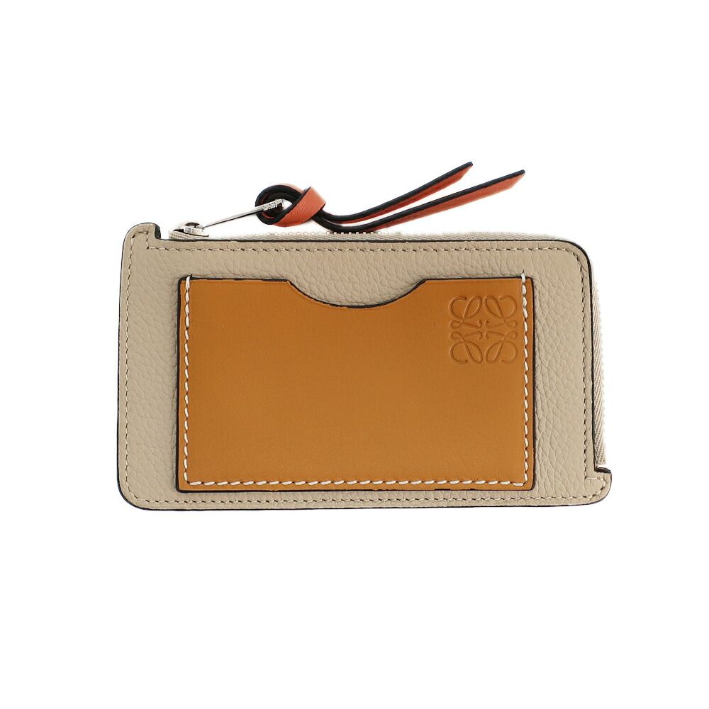 Loewe Ten Card Holder Coin Case Brown Leather Anagram Logo