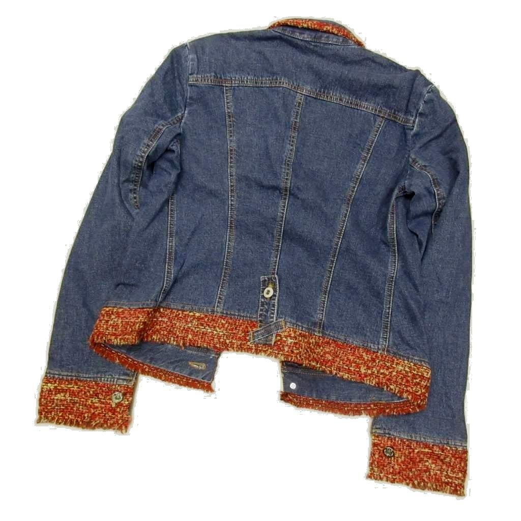 Dolce & Gabbana D&G Tag Tweed Piping Denim Jacket Y2k Indigo Blue — view 2