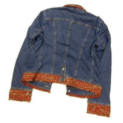 Dolce & Gabbana D&G Tag Tweed Piping Denim Jacket Y2k Indigo Blue — view 2